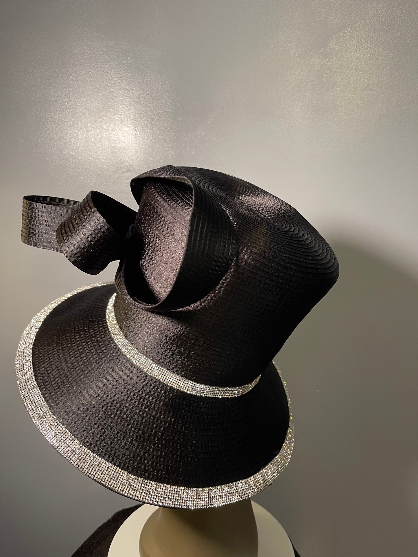 Black Wide Brim Hat with Rhinestones