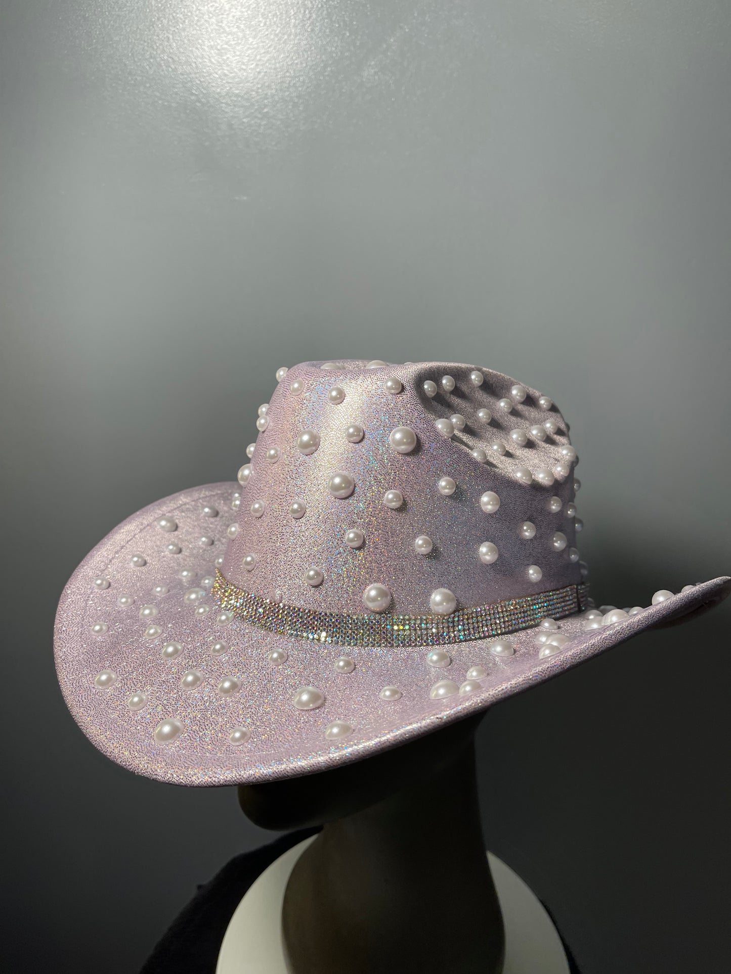Silver Fedora with Pearls