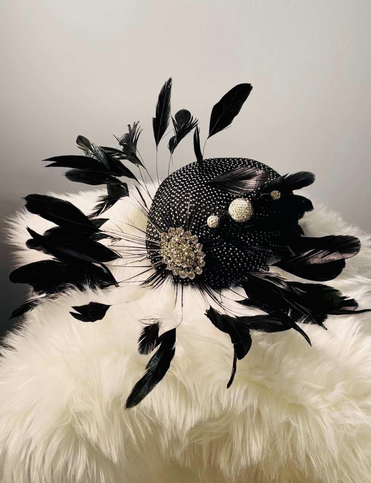 Black Feather Fascinator with Hat Pin