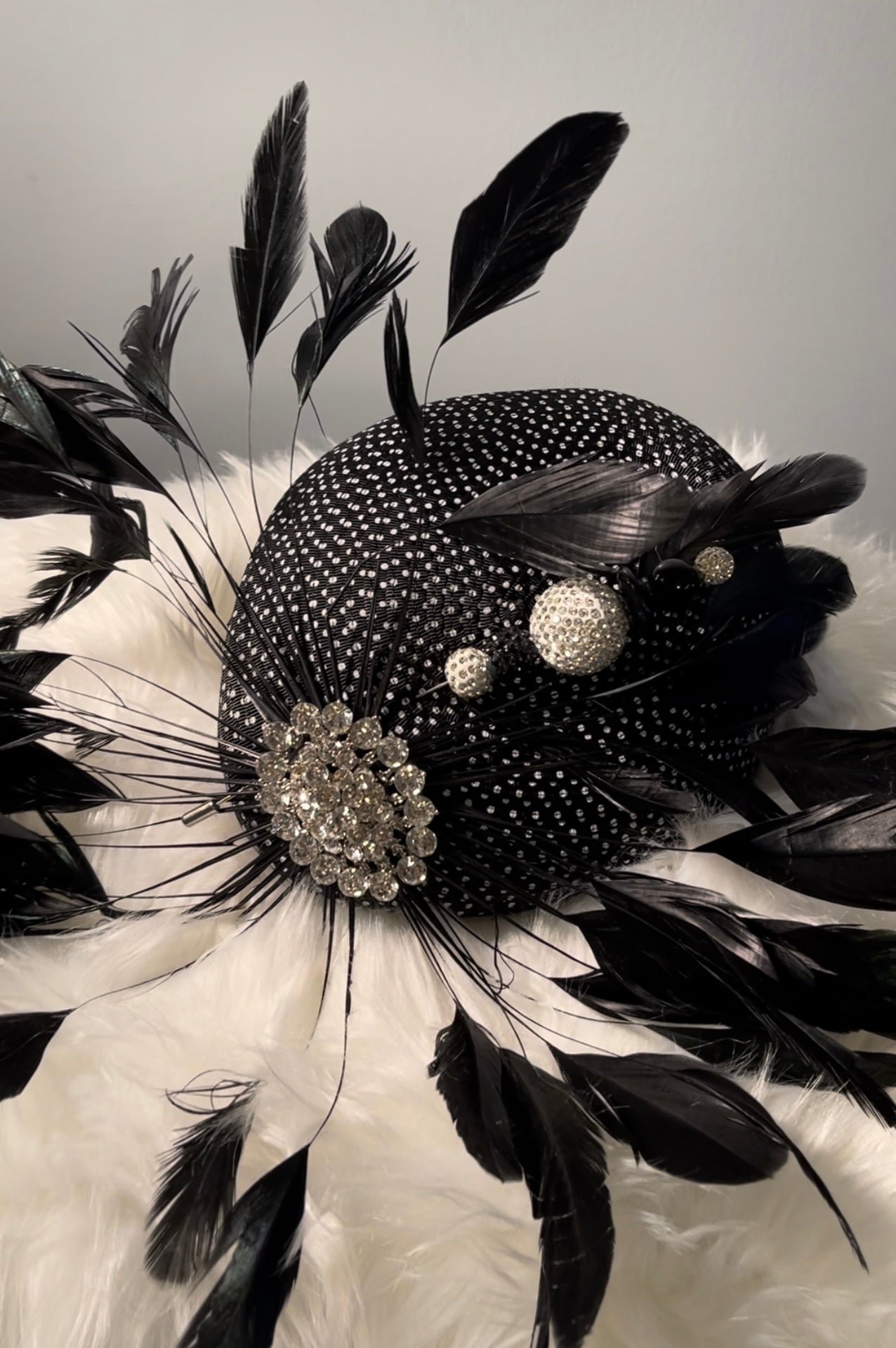 Black Feather Fascinator with Hat Pin