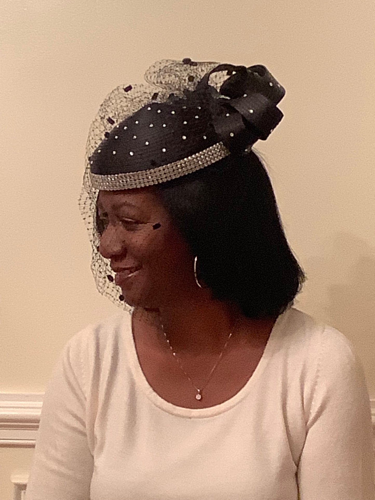 Black Fascinator with Netting