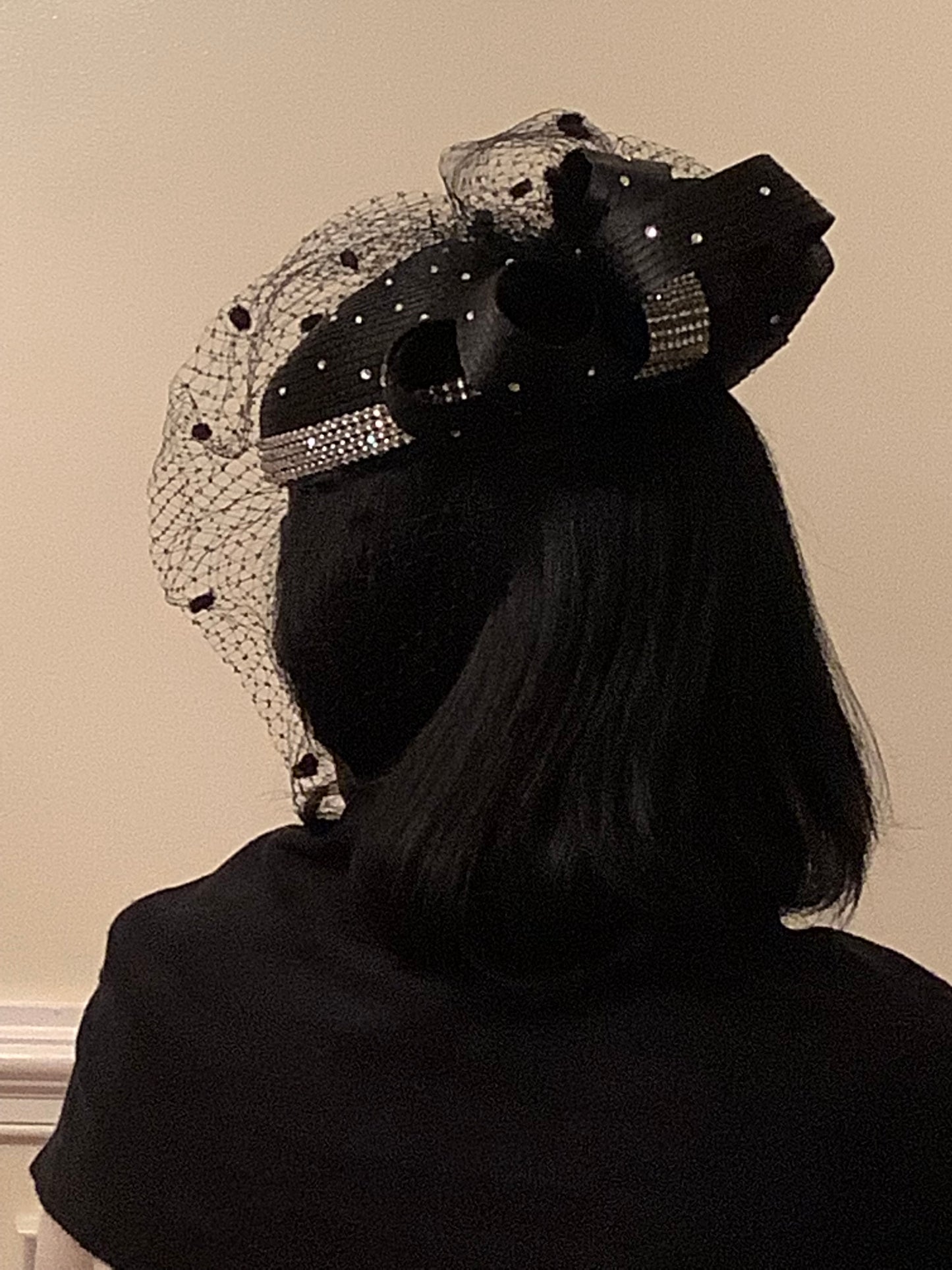 Black Fascinator with Netting