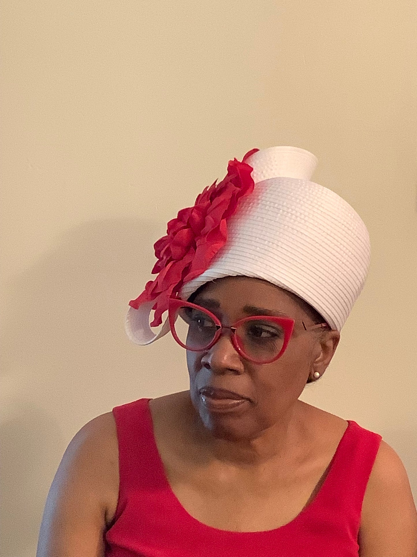 White & Red Cloche