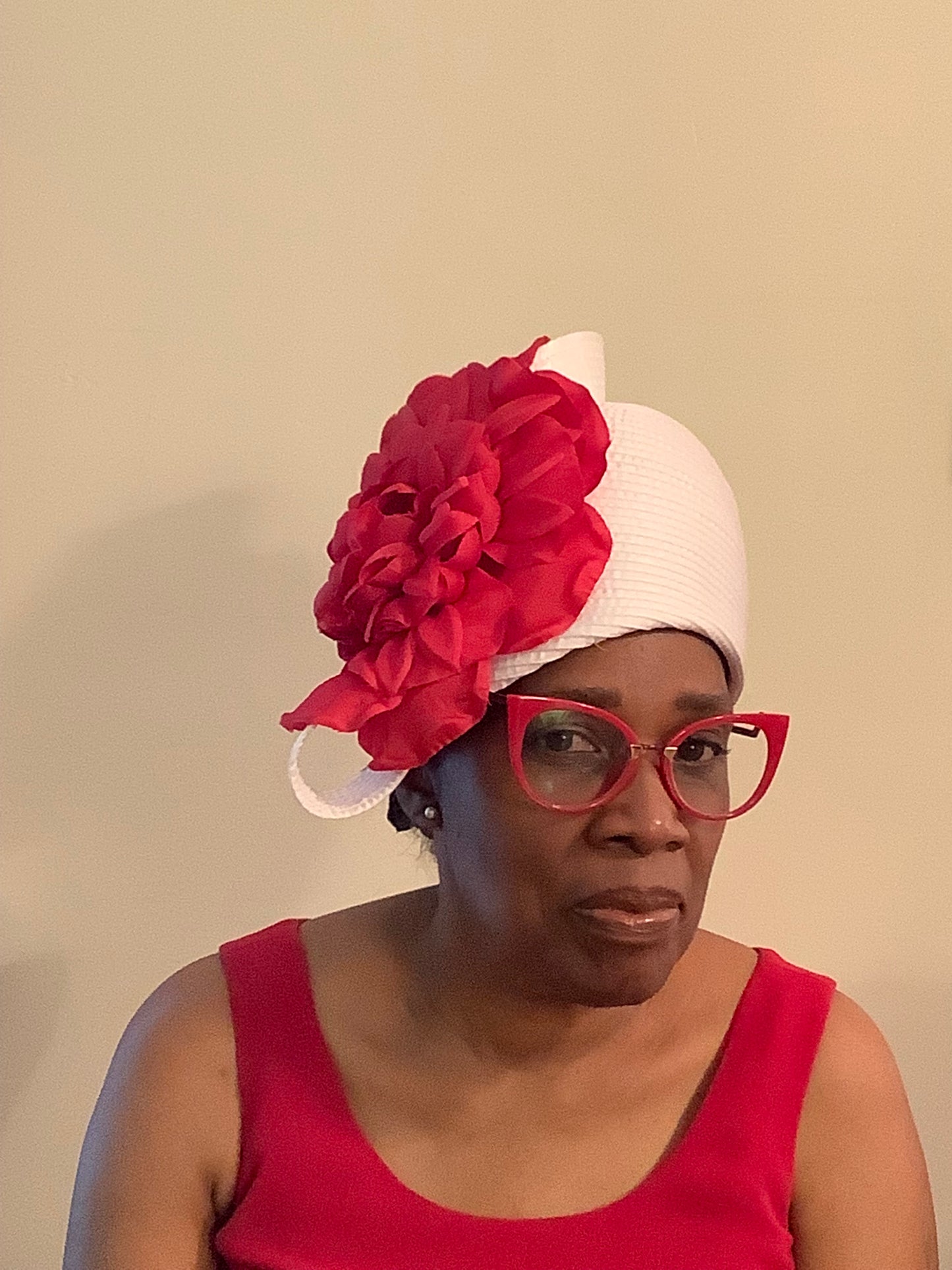 White & Red Cloche
