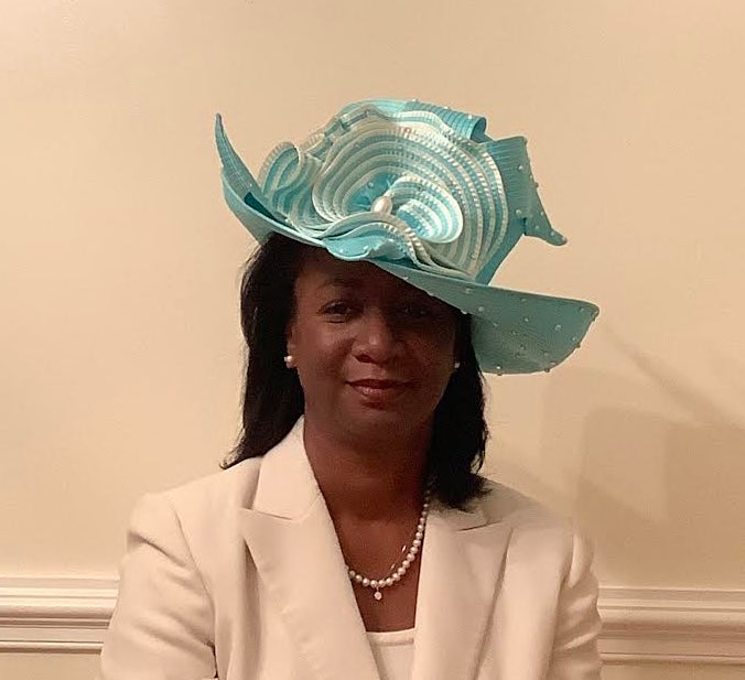 Turquoise Wide Brim w/XL Rosetta