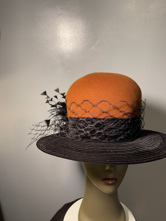 Two-Toned Black and Brown Hat