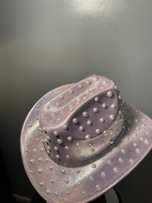 Silver Fedora with Pearls