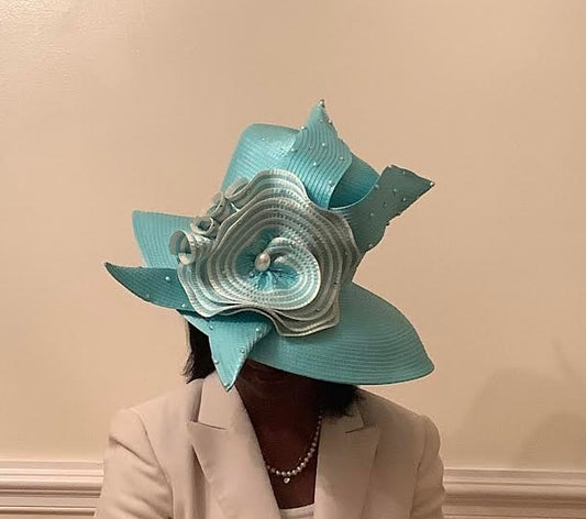 Turquoise Wide Brim w/XL Rosetta